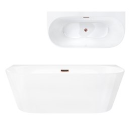 Wanna przyścienna wolnostojąca Corsan MONO 150 x 75 cm z szeroką krawędzią Korek Klik-Klak Miedziany / Różowe Złoto