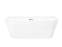 Wanna przyścienna wolnostojąca Corsan MONO 160 x 74 cm z szeroką krawędzią Korek klik-klak Chrom