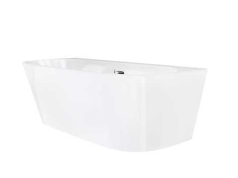 Wanna przyścienna wolnostojąca Corsan MONO 160 x 74 cm z szeroką krawędzią Korek klik-klak Chrom