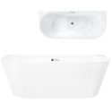 Wanna przyścienna wolnostojąca Corsan MONO 170 x 80 cm Korek klik-klak Chrom