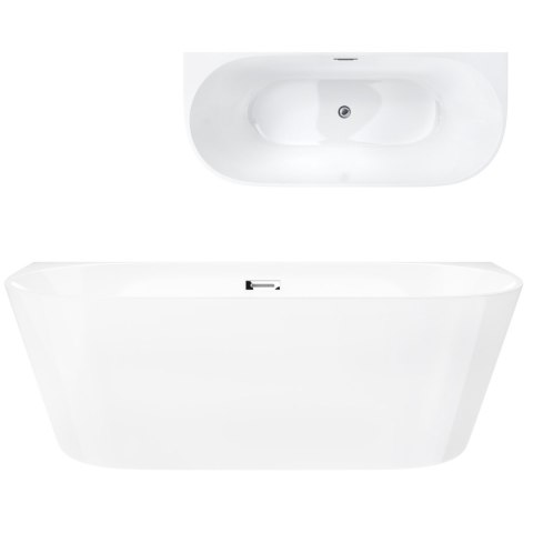 Wanna przyścienna wolnostojąca Corsan MONO 170 x 80 cm Korek klik-klak Chrom