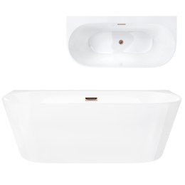 Wanna przyścienna wolnostojąca Corsan MONO 170 x 80 cm z szeroką krawędzią Korek klik-klak Miedziany / Różowe Złoto