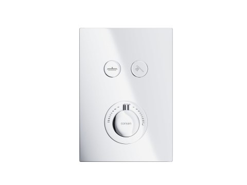 Zestaw prysznicowy podtynkowy Corsan BOX Termostat przyciskowy Deszczownica 25cm Chrom