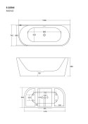 Wanna przyścienna wolnostojąca Corsan MONO 150 x 74 cm Korek klik-klak Czarny