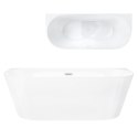 Wanna przyścienna wolnostojąca Corsan MONO 160 x 75 cm Korek klik-klak Biały