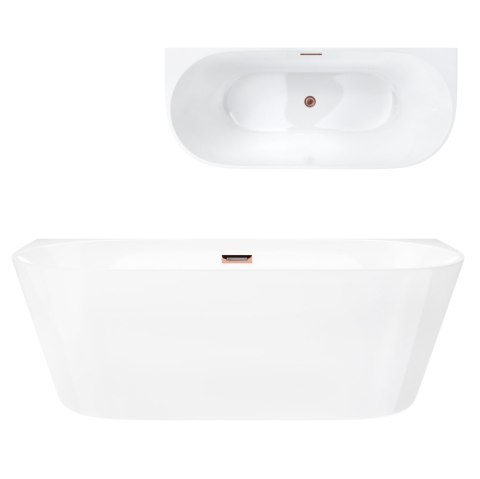 Wanna przyścienna wolnostojąca Corsan MONO 160 x 75 cm Korek klik-klak Miedziany / Różowe Złoto