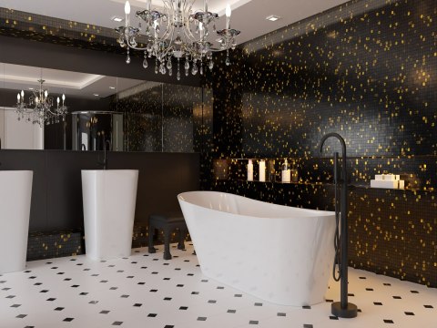 Wanna wolnostojąca Corsan ESTELLA 160 x 74 cm Korek klik-klak Chrom