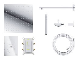 Zestaw prysznicowy Corsan Ango chrom z deszczownicą 30 cm, baterią termostatyczną, słuchawką i wylewką