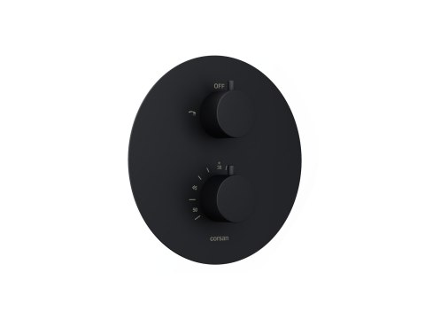 Zestaw prysznicowy Corsan Lugo czarny z deszczownicą 25 cm, baterią termostatyczną i prysznicem