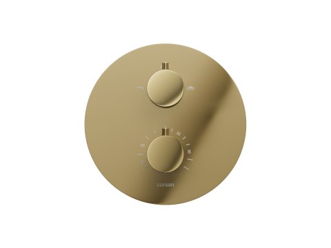 Zestaw prysznicowy podtynkowy Corsan Lugo Termostat Deszczownica 25cm Złoty