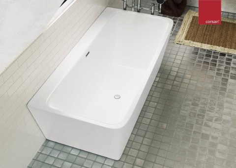 Wanna przyścienna wolnostojąca Corsan ISEO 170 x 79 cm z szeroką krawędzią Korek klik-klak Grafit / Gun Metal