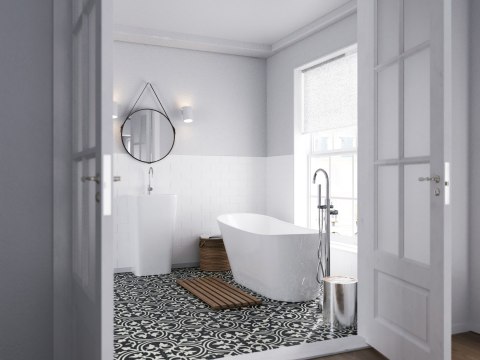 Wanna wolnostojąca Corsan ESTELLA 160 x 74 cm Korek klik-klak Grafit / GunMetal