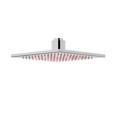 Zestaw prysznicowy Corsan Ango chrom z deszczownicą LED, baterią termostatyczną, słuchawką i wylewką