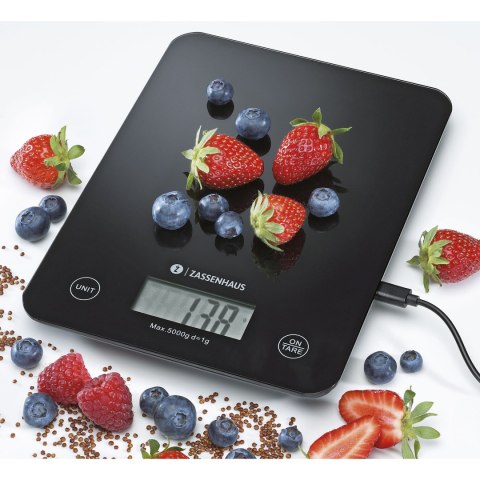 Elektroniczna waga kuchenna ładowana przez USB ZASSENHAUS 21,5 x 16 cm czarna