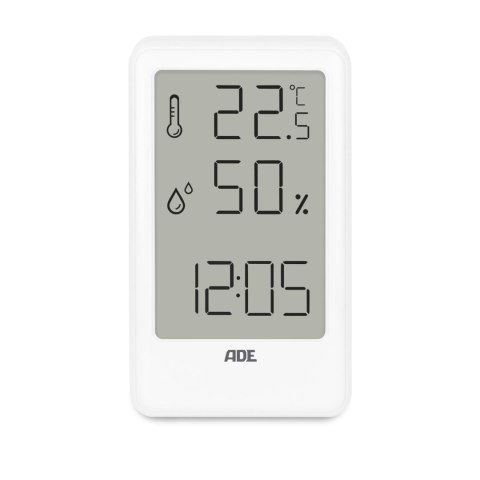 Elektroniczny higrometr termometr wewnętrzny ADE 7 x 11 x 1,5 cm biały