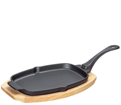 Patelnia do serwowania na podstawce odłączany uchwyt KUCHENPROFI żeliwo drewno sosnowe
