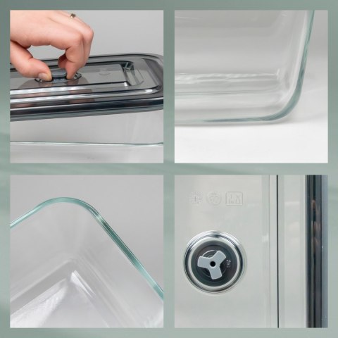 Pojemnik na żywność, szkło borokrzemowe/tworzywo sztuczne, 1,4 l, 20 x 14,5 x 9 cm