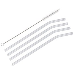 Słomki ze szczoteczką CILIO 4 sztuki 23 cm szkło borokrzemowe przezroczyste