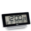 Budzik elektroniczny z kalendarzem i termometrem, 12,5 x 4 x 8,5 cm, czarny