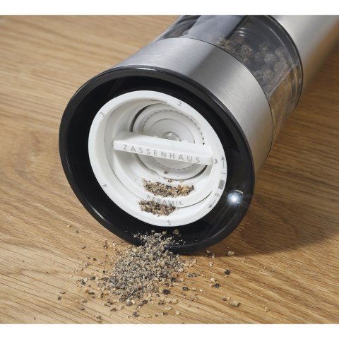Elektryczny młynek do pieprzu, ładowany przez USB, stal nierdzewna, śred. 6 x 18 cm