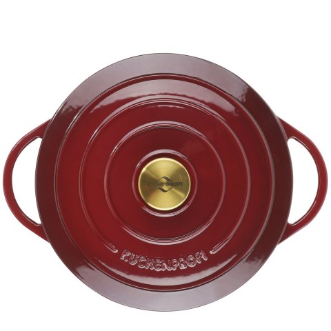 Garnek do zapiekania, emaliowane żeliwo, 4,2 l, śred. 24 x 11,5 cm, ciemnoczerwony/mosiądzowy