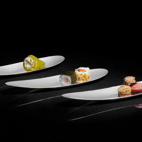 Miseczki na przystawki, 3 szt., stal nierdzewna, 23 x 5,5 x 1,5 cm