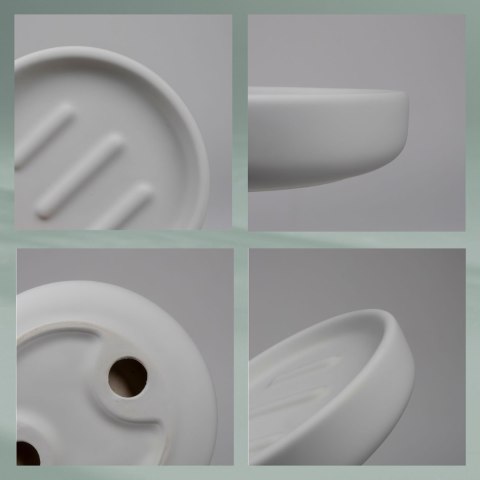 Mydelniczka, ceramika gumowana, śred. 11,5 x 3 cm, jasnoszara