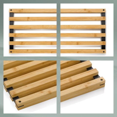 Podkładka pod gorące naczynia, bambus/metal, 20 x 20 x 3 cm