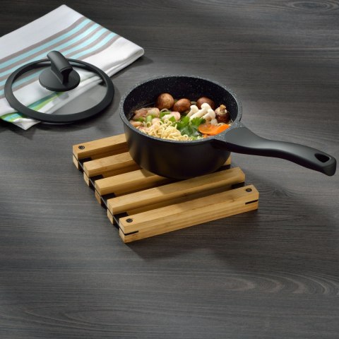 Podkładka pod gorące naczynia, bambus/metal, 20 x 20 x 3 cm