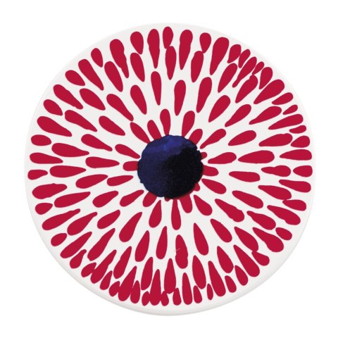 Podkładka pod szklankę, ceramika/korek, śred. 11 cm, czerwone krople