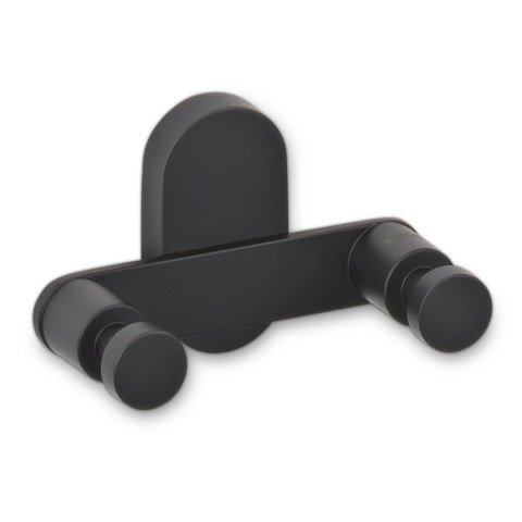 Podwójny haczyk / wieszak łazienkowy, stal nierdzewna 18/10, 10 x 5 x 6 cm, czarny