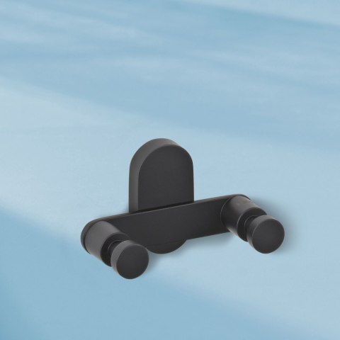 Podwójny haczyk / wieszak łazienkowy, stal nierdzewna 18/10, 10 x 5 x 6 cm, czarny