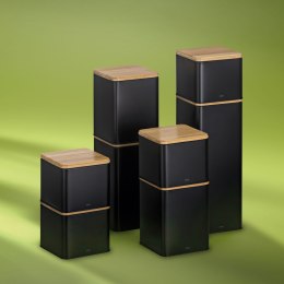 Pojemnik kuchenny, metal/bambus, 0,8 l, 11,5 x 11,5 x 9,5 cm