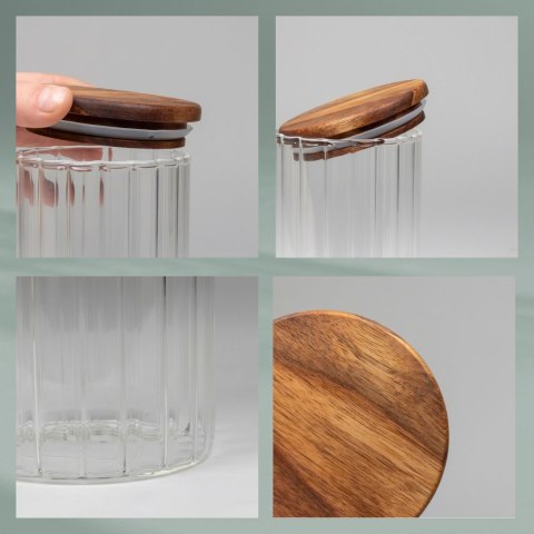 Pojemnik kuchenny, szkło borokrzemowe/drewno akacji, 0,6 l, śred. 9 x 13 cm