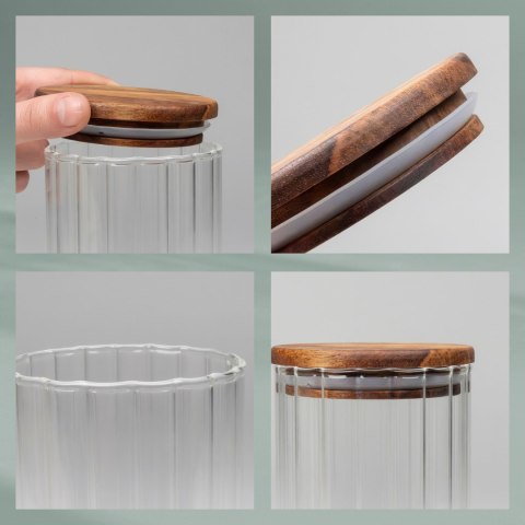 Pojemnik kuchenny, szkło borokrzemowe/drewno akacji, 0,6 l, śred. 9 x 13 cm
