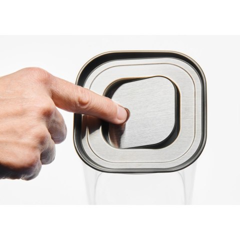 Pojemnik kuchenny, szkło borokrzemowe/stal nierdzewna, 1,9 l, 11 x 11 x 26 cm