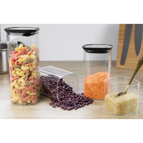 Pojemnik kuchenny, szkło borokrzemowe/stal nierdzewna, 1,9 l, 11 x 11 x 26 cm