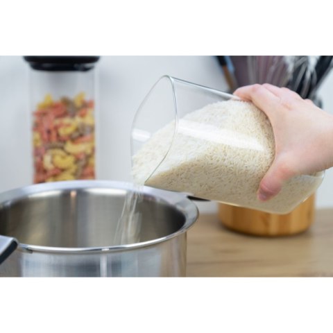 Pojemnik kuchenny, szkło borokrzemowe/stal nierdzewna, 1,9 l, 11 x 11 x 26 cm