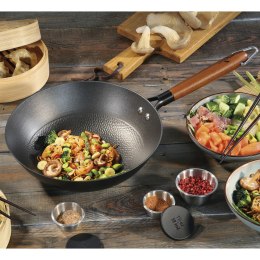Wok żeliwny z powłoką nieprzywierającą, śred. 28 cm, czarny