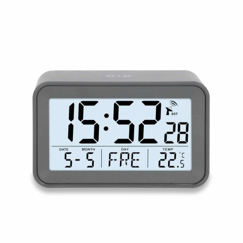 Zegar elektroniczny z kalendarzem termometrem ADE 10,5 x 6,5 x 4 cm szary