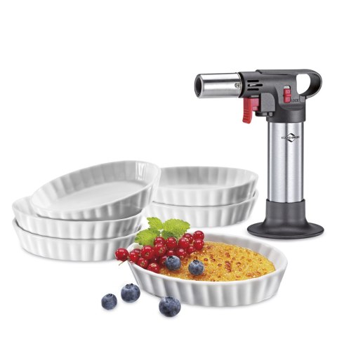 Zestaw do creme brulee KUCHENPROFI 7 elementów palnik + 6 porcelanowych miseczek