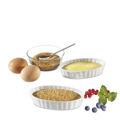 Zestaw do creme brulee, 7 el., palnik + 6 porcelanowych miseczek