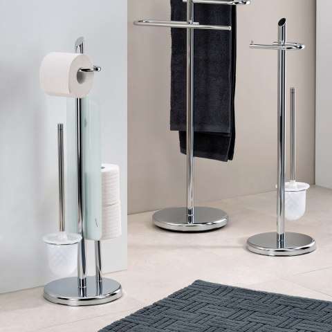 Zestaw toaletowy, chromowany metal, śred. 22 x 73 cm