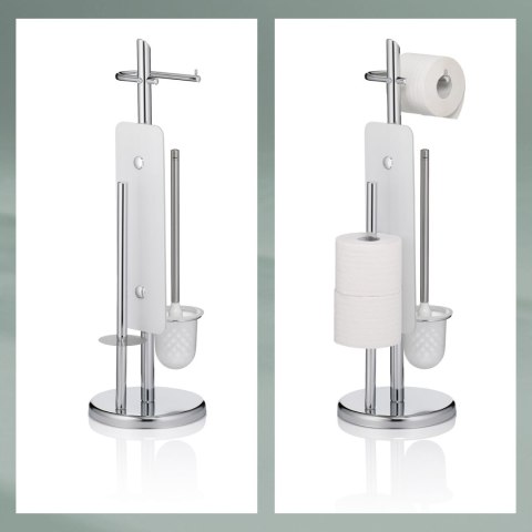 Zestaw toaletowy, chromowany metal, śred. 22 x 73 cm