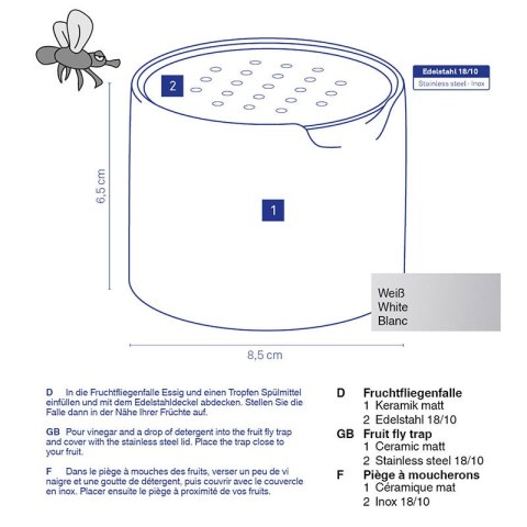 Pułapka na muszki KELA śred. 6,5 x 8,5 cm biała