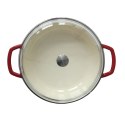 Żeliwna patelnia do serwowania ze szklaną pokrywą, czerwona, śred. 28 cm, 3,8 l