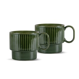 2 filiżanki do herbaty, zielone, ceramika, 0,4 l, wys. 9 cm