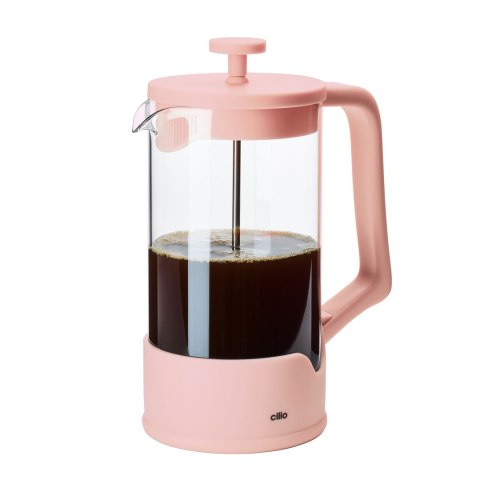 Kafeteria tłokowa, szkło borokrzemowe, 1,0 l/8 filiżanek, śred. 10 x 21,5 cm, różowa
