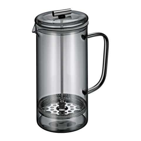 Kafeteria tłokowa, szkło borokrzemowe, 1,0 l/8 filiżanek, śred. 9,5 x 20,5 cm, szara