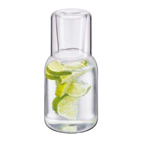 Karafka ze szklanką, szkło borokrzemowe, 0,75 l + 0,2 l, śred. 9,5 x 19,5 cm, przezroczysta